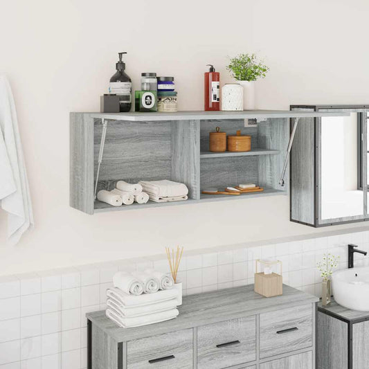 Bathroom Wall Cabinet Grey Sonoma 100x25x40 cm Engineered Wood
