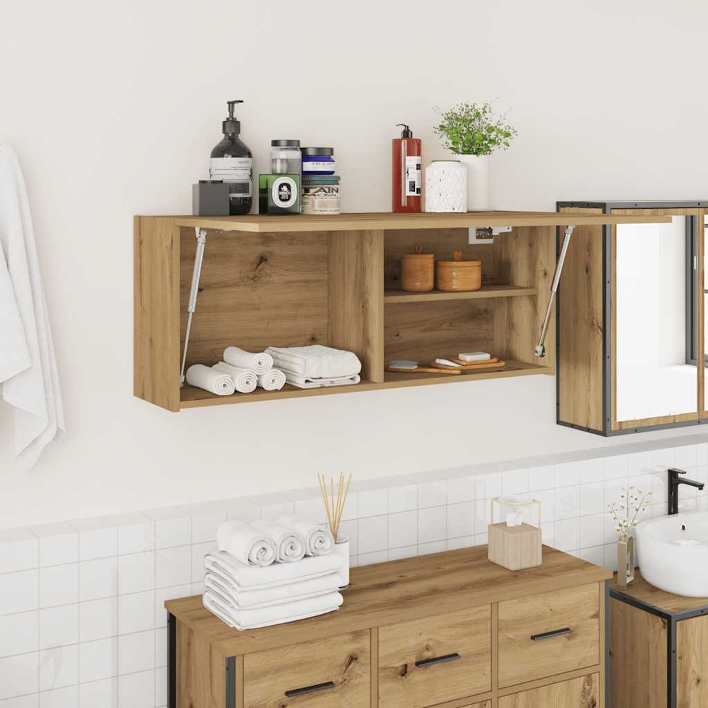 Bathroom Wall Cabinet Artisan Oak 100x25x40 cm Engineered Wood