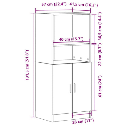 Kitchen Cabinet White 57x41.5x131.5 cm Engineered Wood