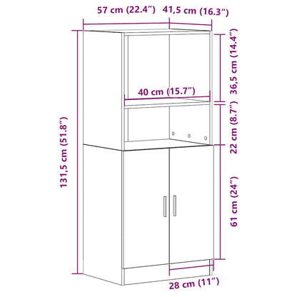 Kitchen Cabinet Concrete Grey 57x41.5x131.5 cm Engineered Wood
