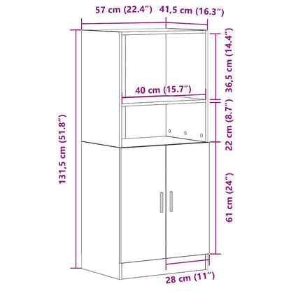 Kitchen Cabinet Grey Sonoma 57x41.5x131.5 cm Engineered Wood