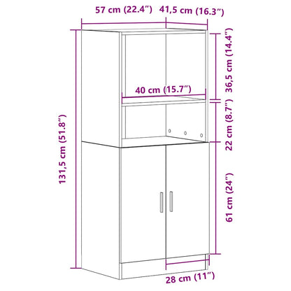 Kitchen Cabinet Old Wood 57x41,5x131,5 cm Engineered Wood