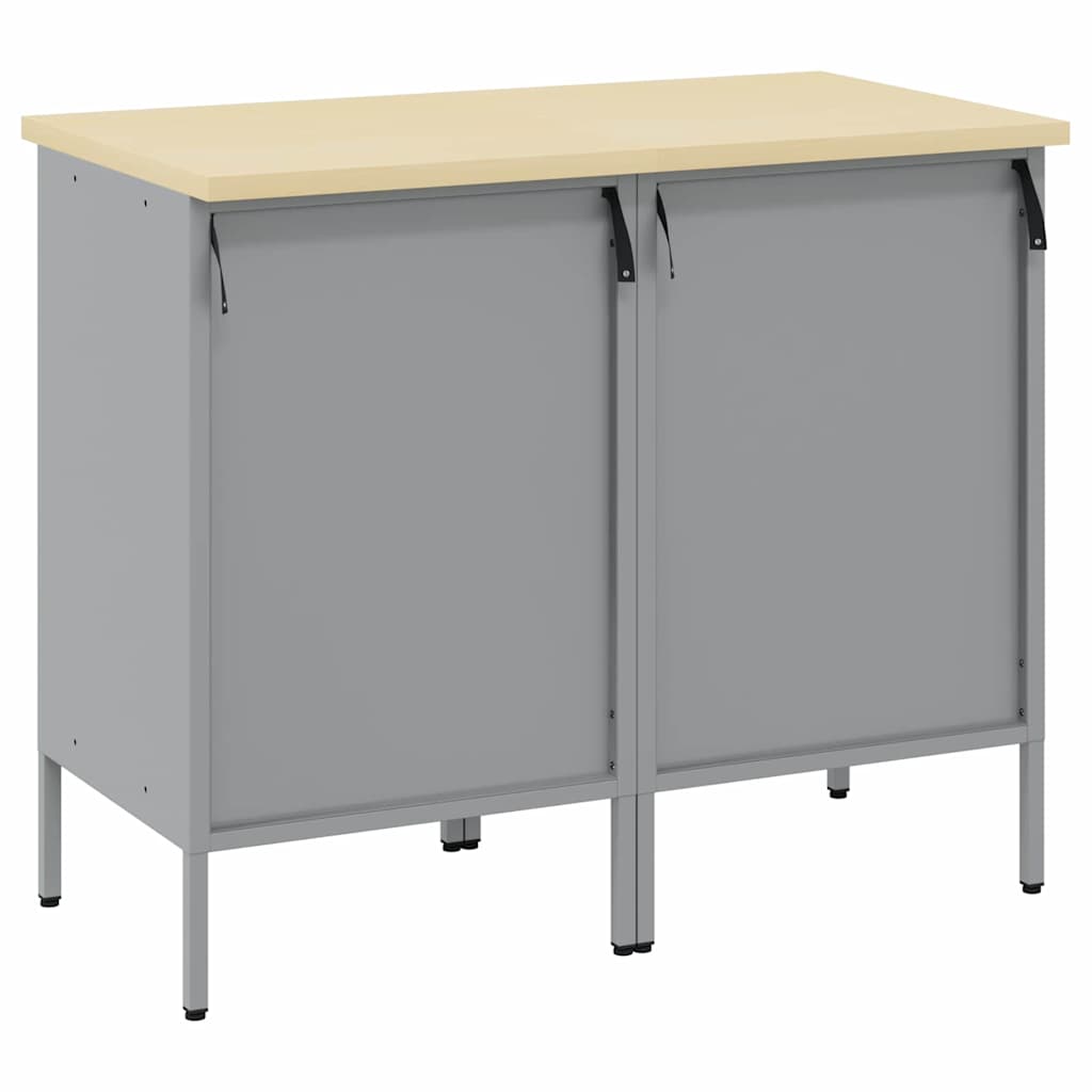 Work Cabinet with Drawer 2 pcs Black and Grey 100 x 55 x 85 cm