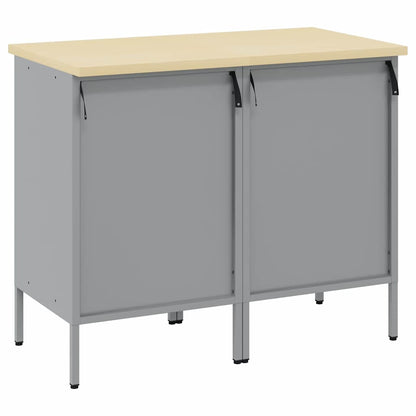 Work Cabinet with Drawer 2 pcs Black and Grey 100 x 55 x 85 cm