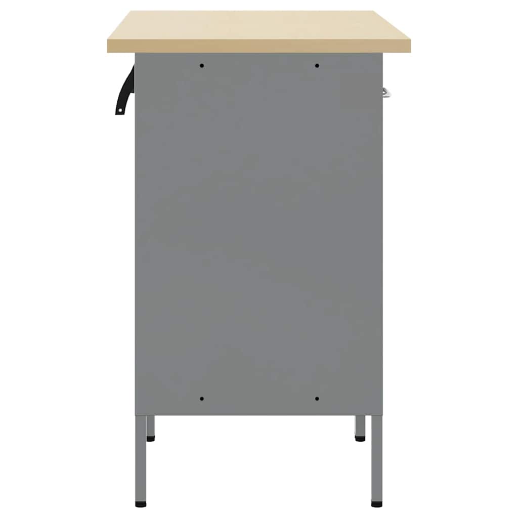 Work Cabinet with Drawer 2 pcs Black and Grey 100 x 55 x 85 cm
