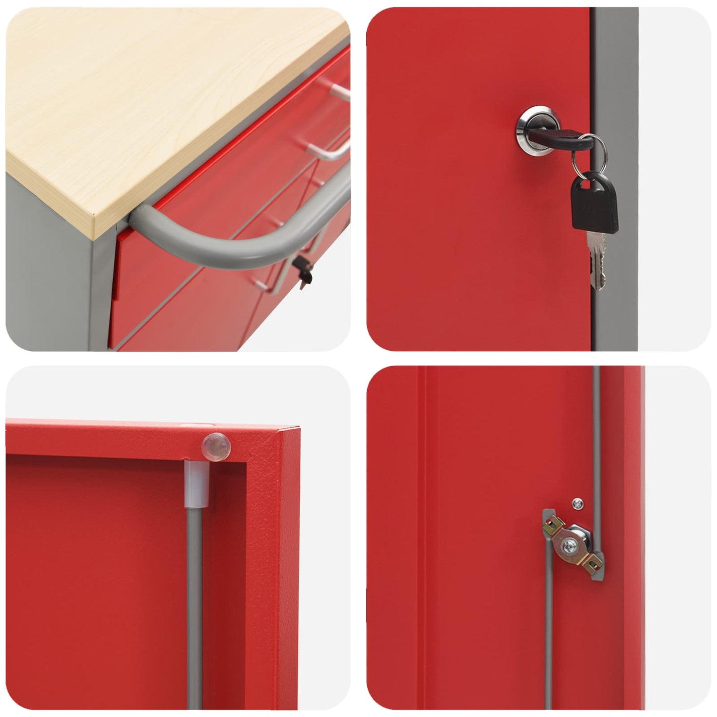 Work Cabinet with Drawer 2 pcs Red and Grey 100 x 55 x 85 cm