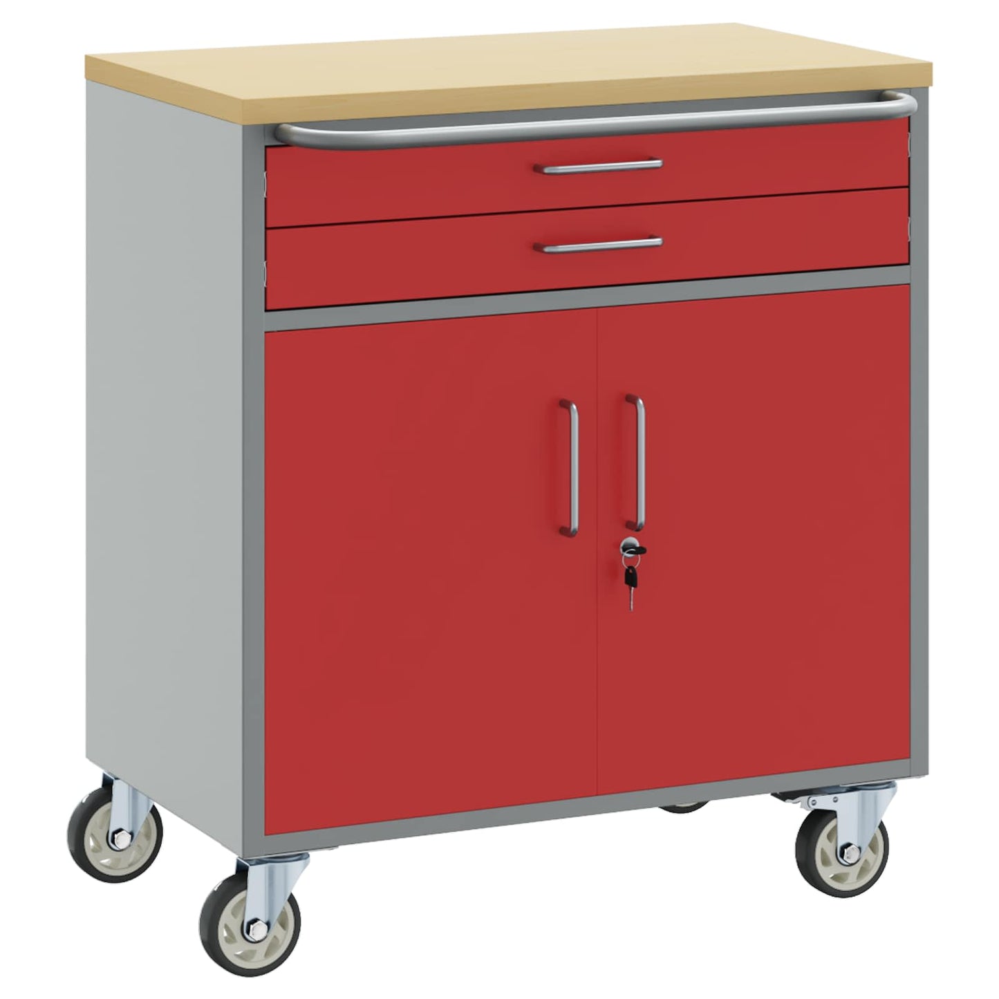 Work Cabinet with Drawer 2 pcs Red and Grey 100 x 55 x 85 cm