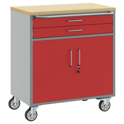 Work Cabinet with Drawer 2 pcs Red and Grey 100 x 55 x 85 cm