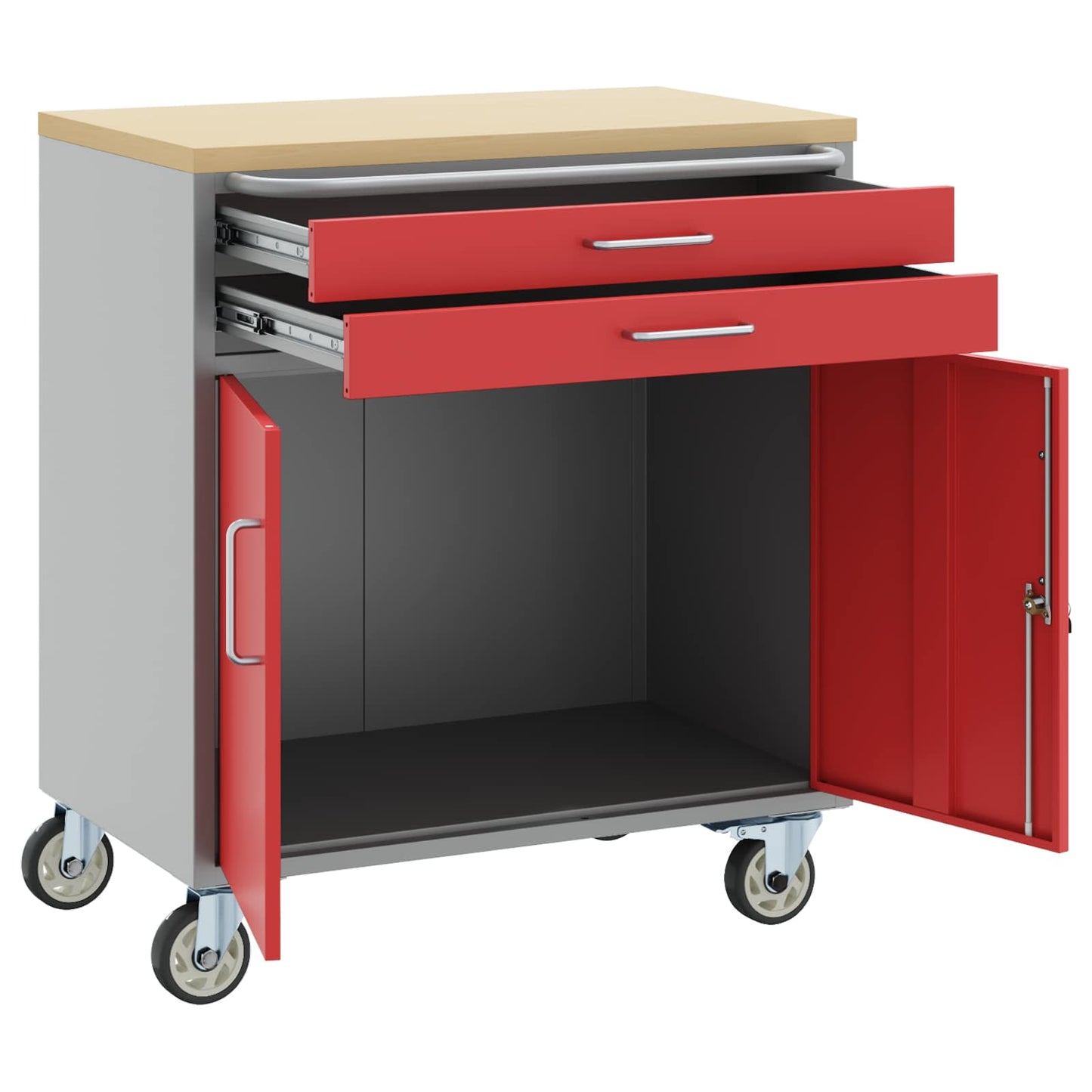 Work Cabinet with Drawer 2 pcs Red and Grey 100 x 55 x 85 cm