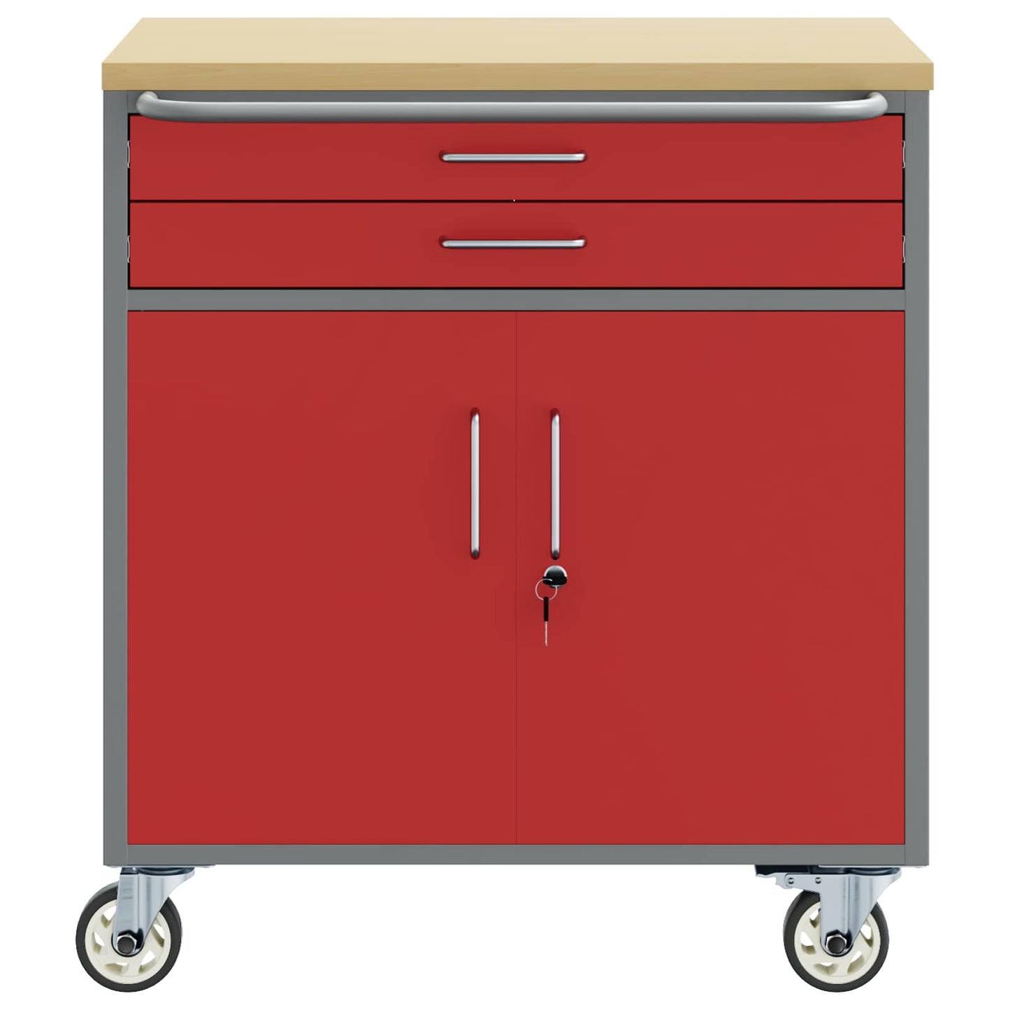 Work Cabinet with Drawer 2 pcs Red and Grey 100 x 55 x 85 cm