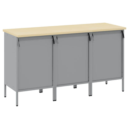 Work Cabinet with Drawer 3 pcs Black and Grey 150 x 55 x 85 cm