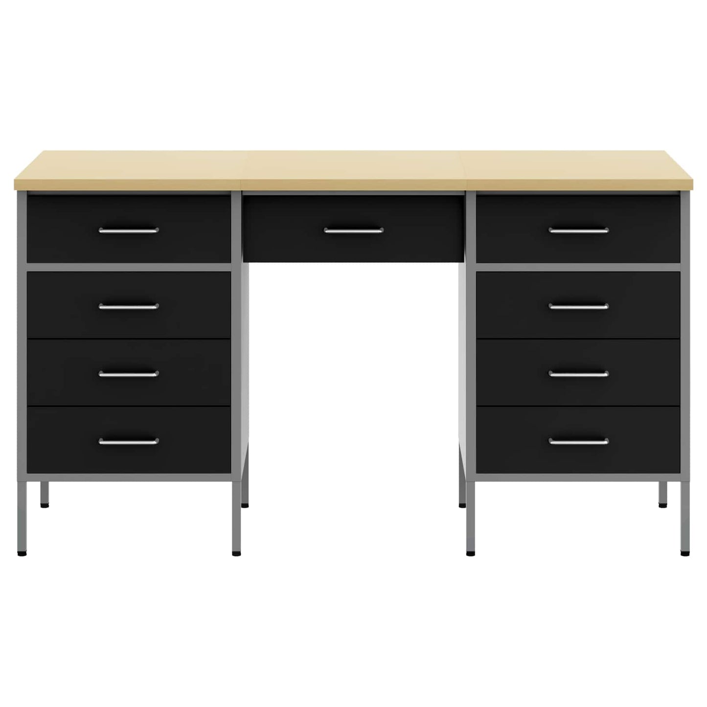 Work Cabinet with Drawer 3 pcs Black Engineered Wood and Steel