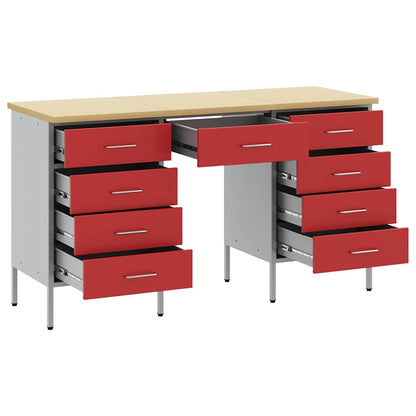 Work Cabinet with Drawer 3 pcs Red 150 x 55 x 85 cm