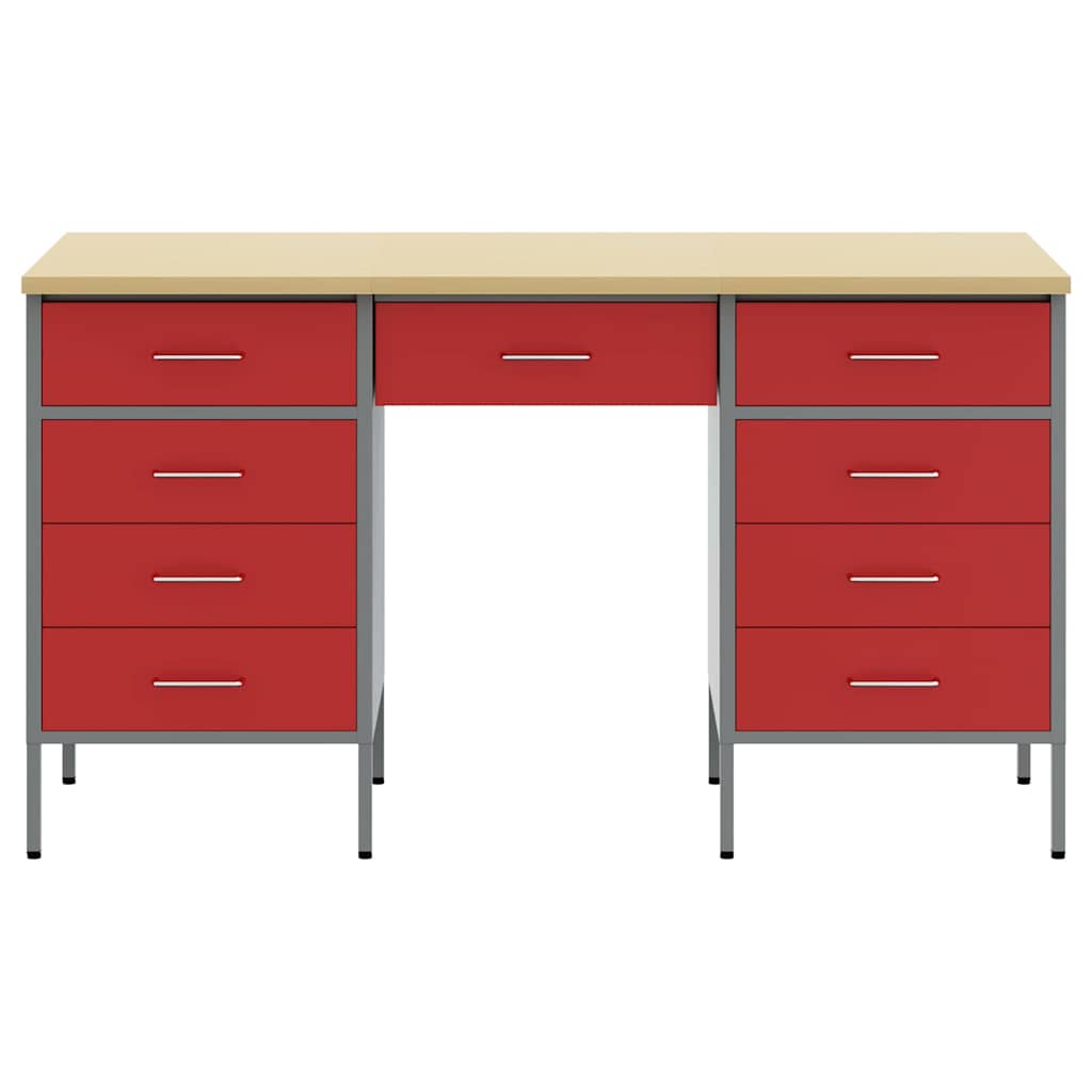 Work Cabinet with Drawer 3 pcs Red 150 x 55 x 85 cm