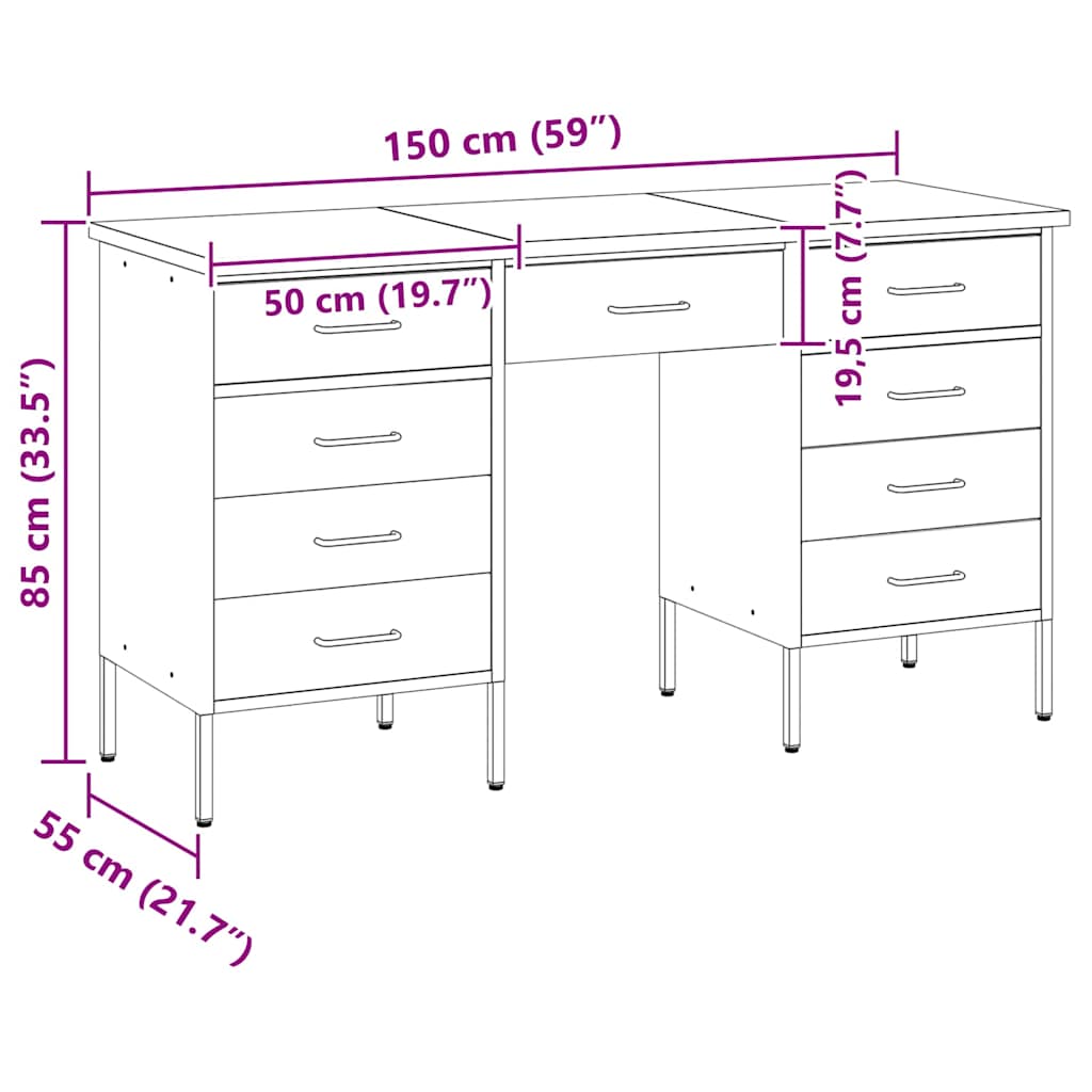 Work Cabinet with Drawer 3 pcs Red 150 x 55 x 85 cm