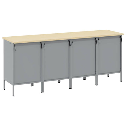 Work Cabinet with Drawer 4 pcs Black and Grey 200 x 55 x 85 cm