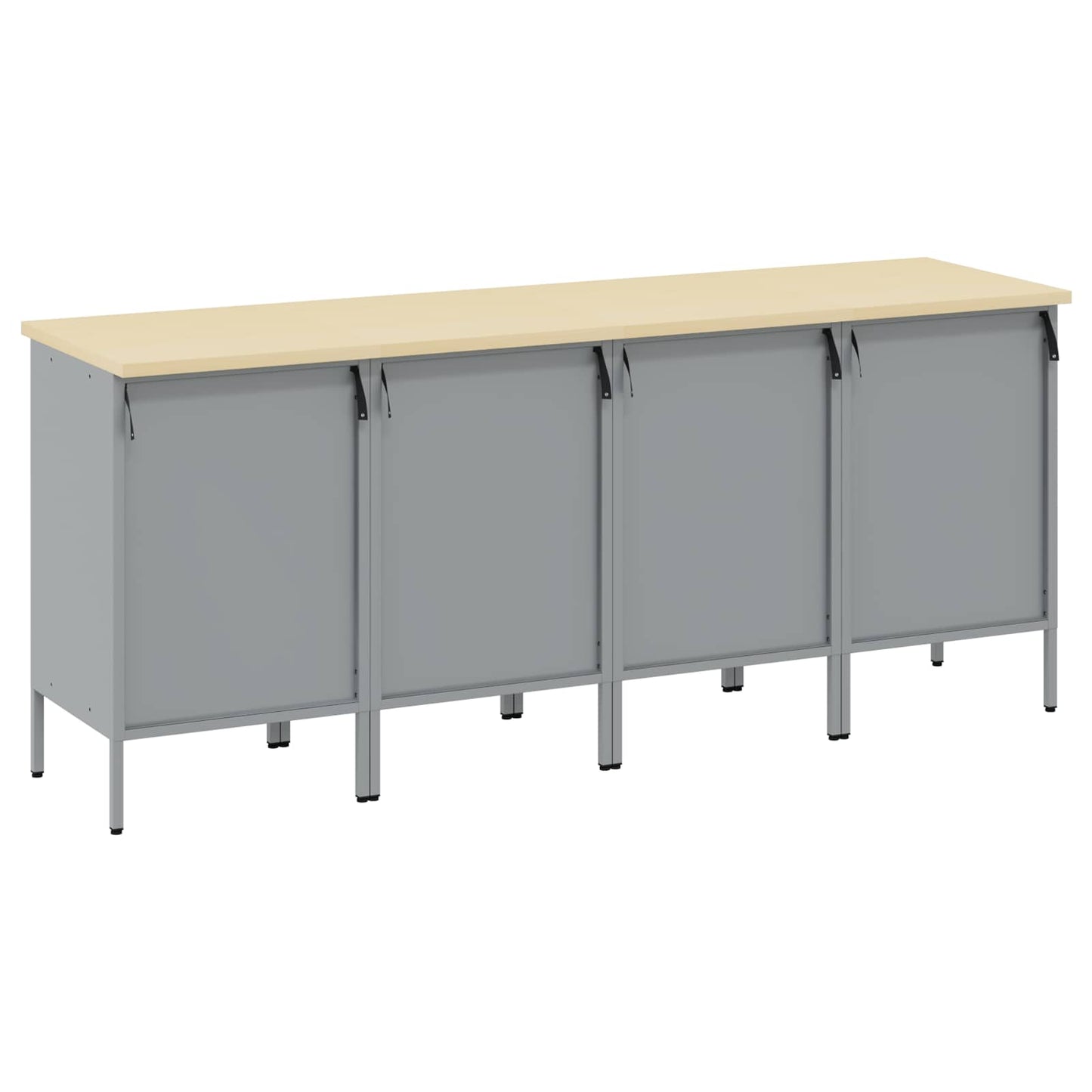 Work Cabinet with Drawer 4 pcs Black and Grey 200 x 55 x 85 cm