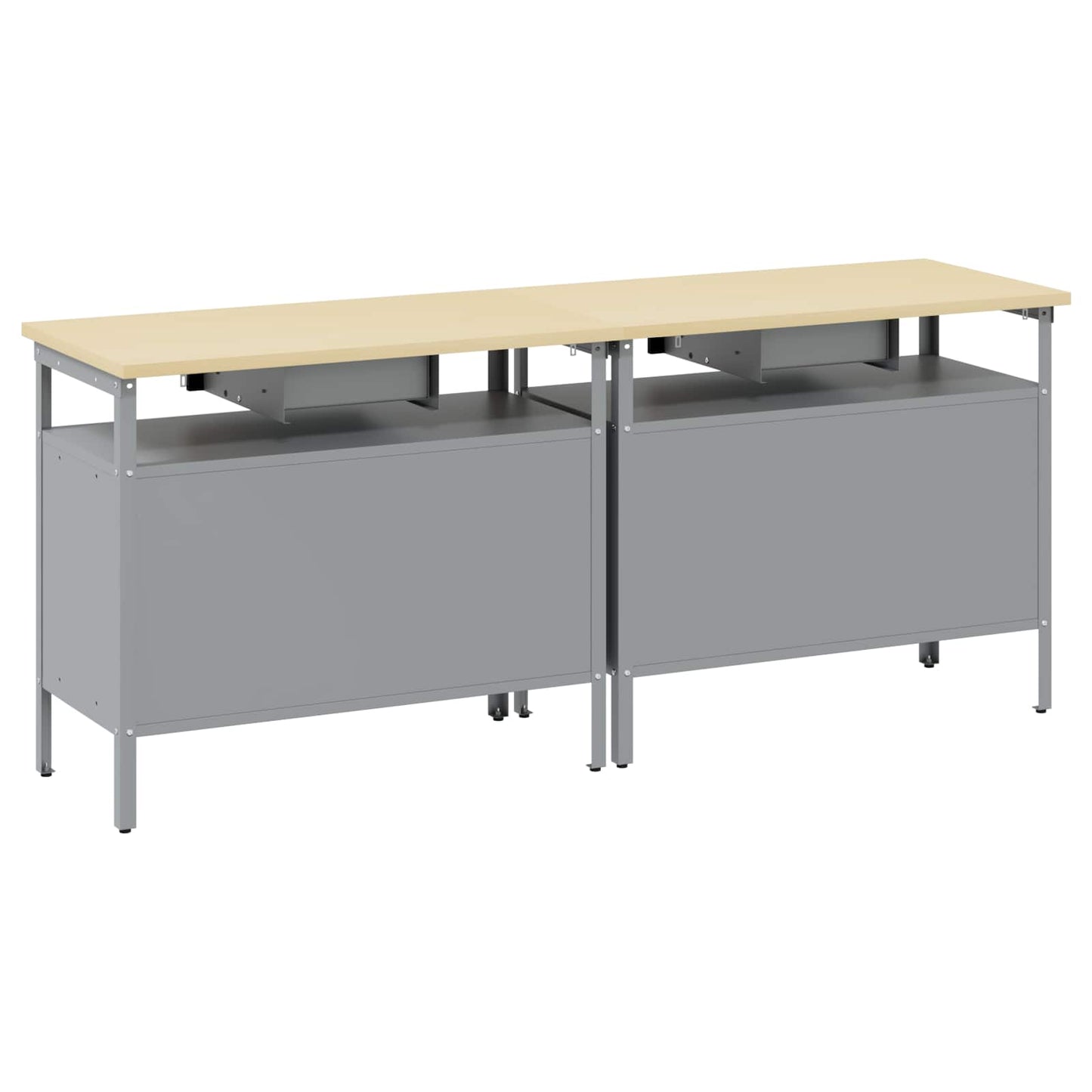 Work Bench Set 2 pcs Black 200 x 55 x 85 cm Powder-Coated Steel