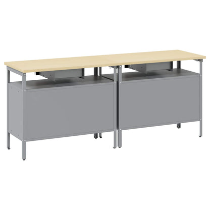 Work Bench Set 2 pcs Black 200 x 55 x 85 cm Powder-Coated Steel