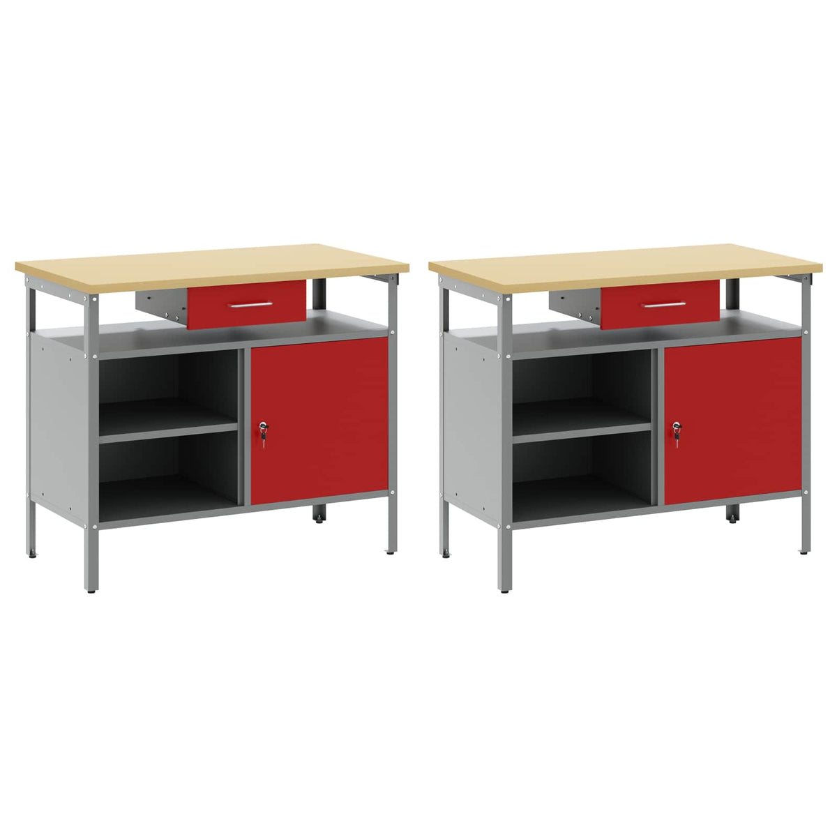Work Bench Set 2 pcs Red Steel