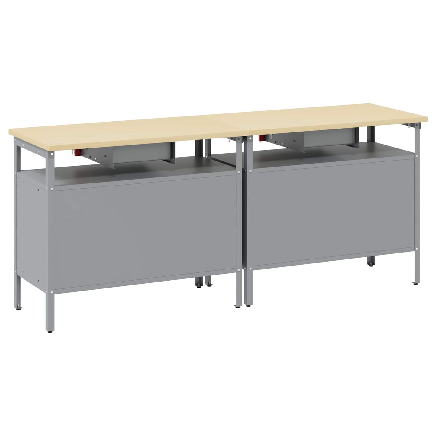 Work Bench Set with Drawer 2 pcs Red and Grey 200 x 55 x 85 cm