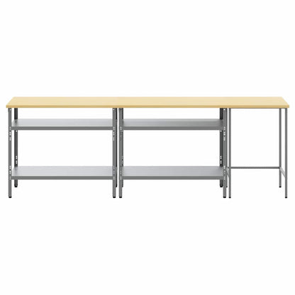 Work Bench Set 3 pcs Beige and Grey Powder-Coated Steel