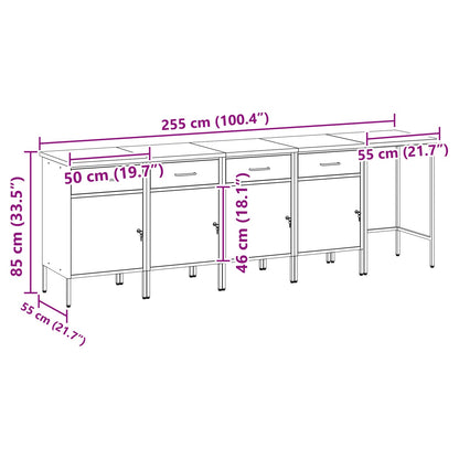 Work Cabinet Set with Drawer with Storage 5 pcs Red and Grey