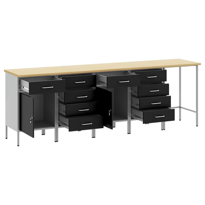 Work Cabinet Set 5 pcs Black Steel and Engineered Wood