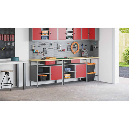 Work Bench Set 3 pcs Black and Grey Powder-Coated Steel