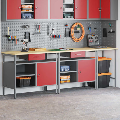 Work Bench Set 3 pcs Black and Grey Powder-Coated Steel