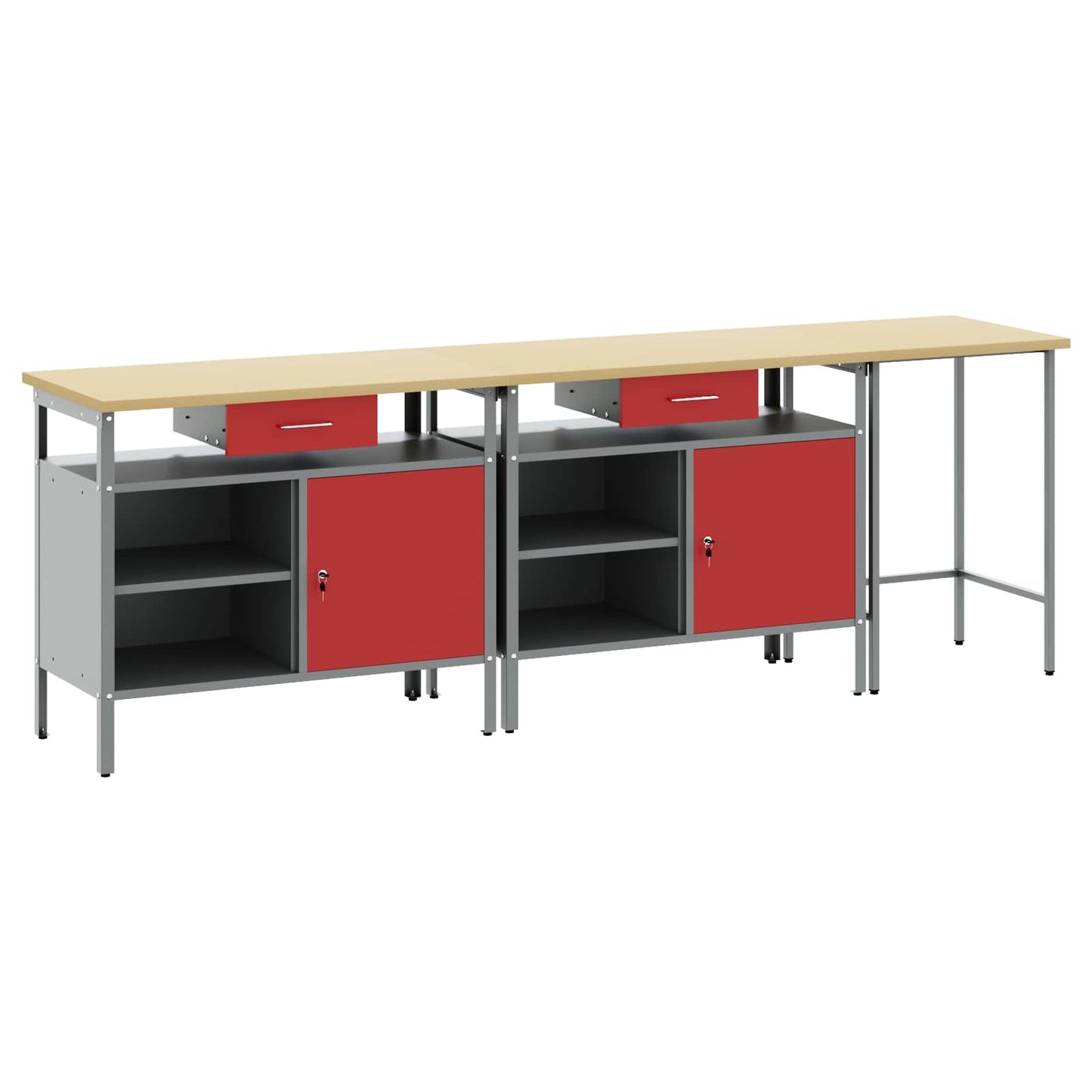 Work Bench Set 3 pcs Black and Grey Powder-Coated Steel