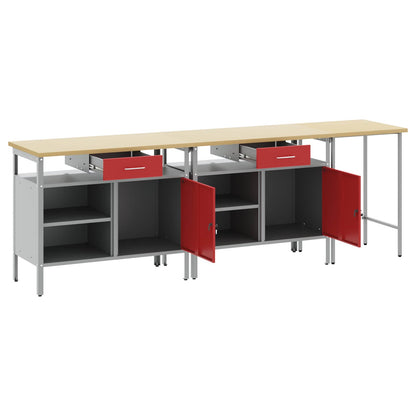 Work Bench Set 3 pcs Black and Grey Powder-Coated Steel