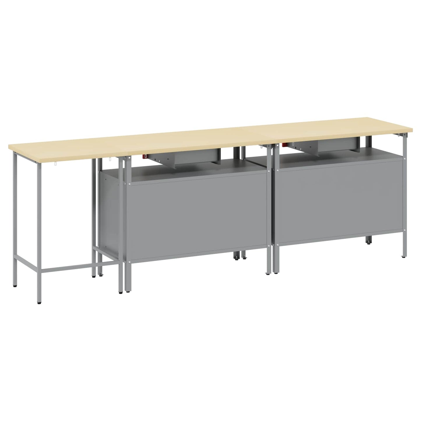 Work Bench Set 3 pcs Black and Grey Powder-Coated Steel
