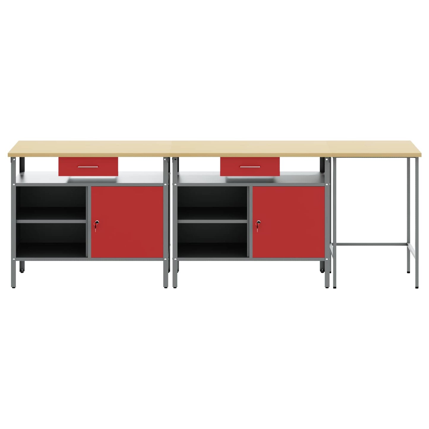 Work Bench Set 3 pcs Black and Grey Powder-Coated Steel