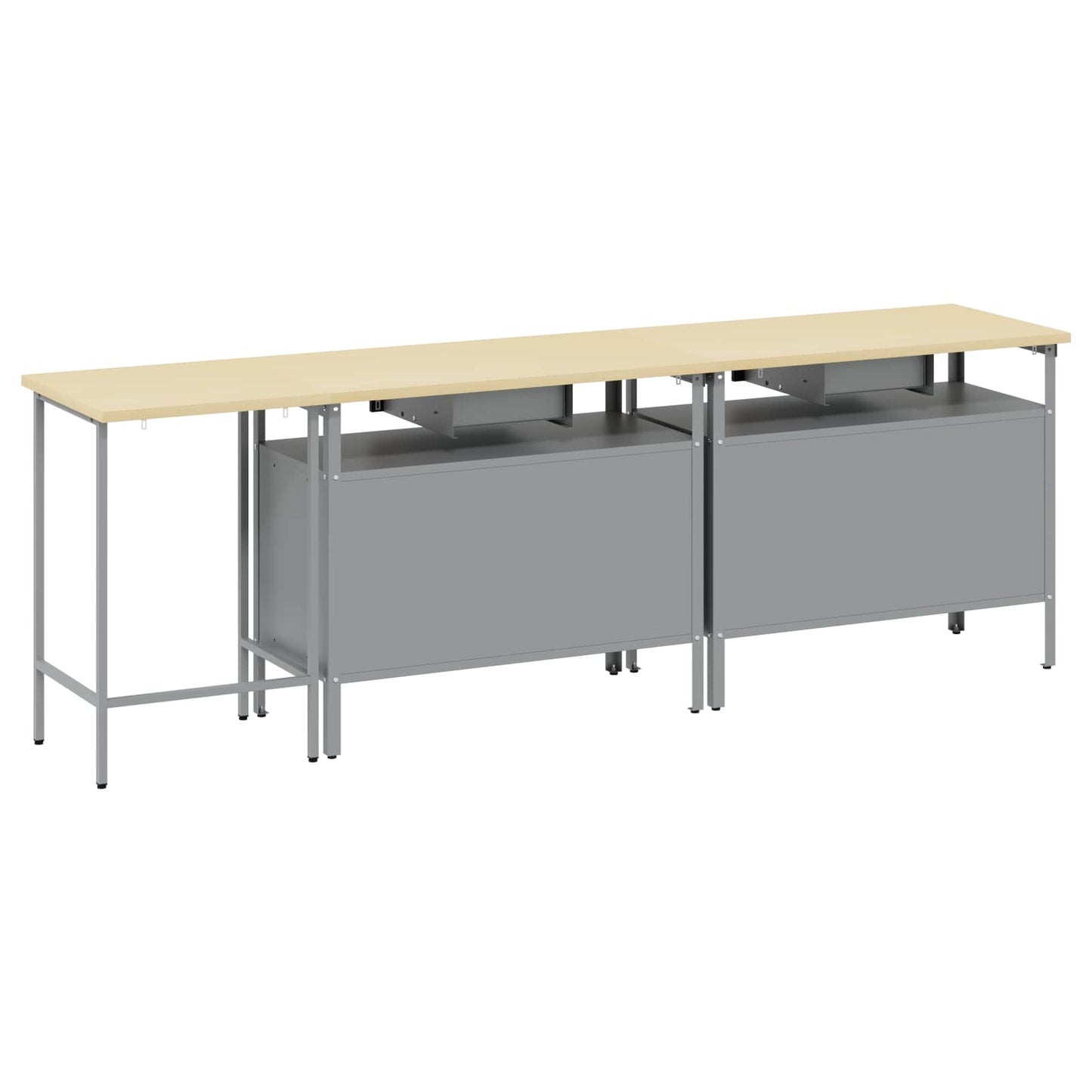 Work Bench Set with Lock 3 pcs Red and Grey Powder-Coated Steel