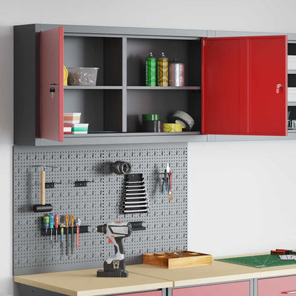 Tool Cabinet Set with Shelf 3 pcs Red Powder-Coated Steel
