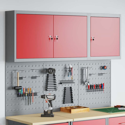 Tool Cabinet Set with Shelf 5 pcs Red Powder-Coated Steel