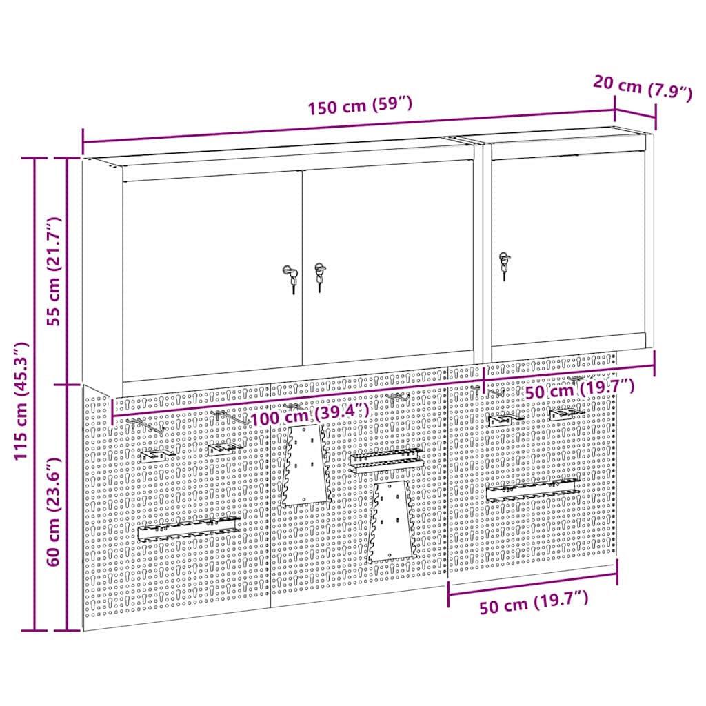 Tool Cabinet Set with Shelf 5 pcs Red Powder-Coated Steel