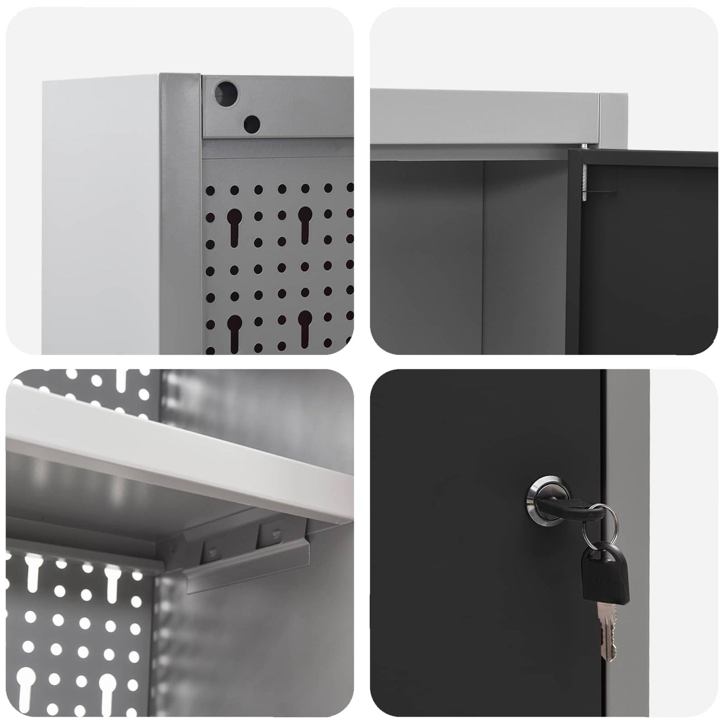 Tool Cabinet Set with Shelf 6 pcs Black Powder-Coated Steel