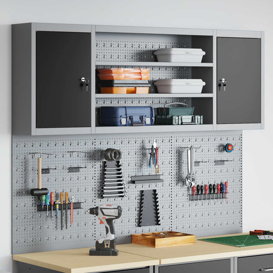 Tool Cabinet Set with Shelf with Storage 6 pcs Black Steel