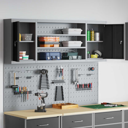 Tool Cabinet Set with Shelf 6 pcs Black Powder-Coated Steel