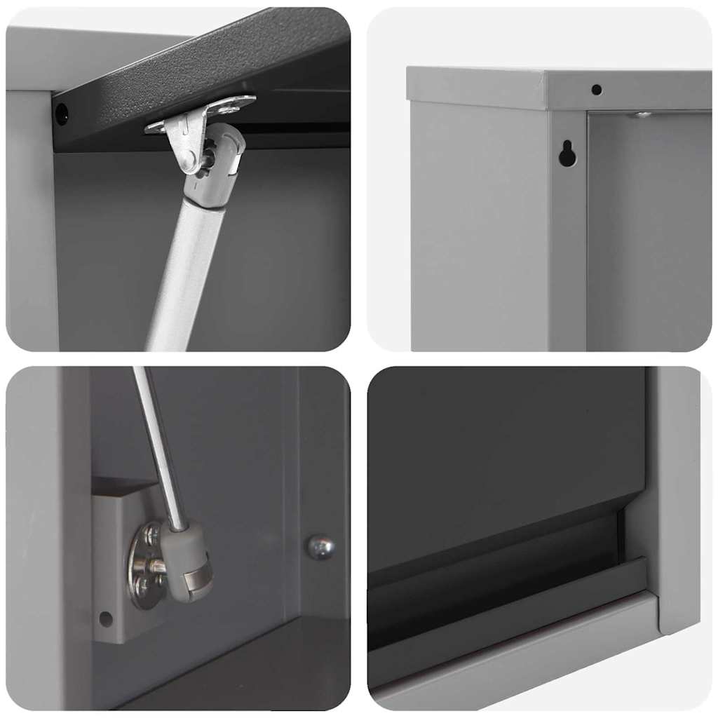 Tool Cabinet Set with Shelf 3 pcs Black Powder-Coated Steel