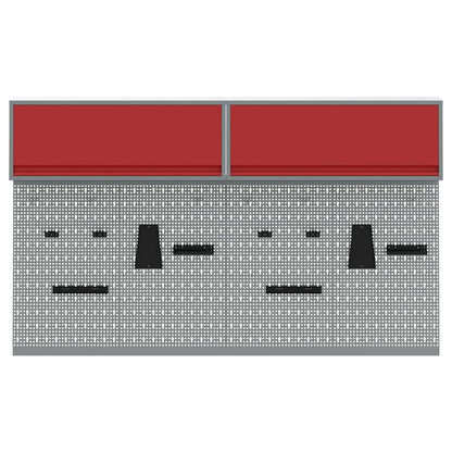 Tool Cabinet Set with Shelf 6 pcs Red Powder-Coated Steel