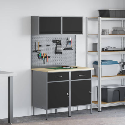 Work Cabinet Set with Drawer with Shelf with Storage 8 pcs Grey