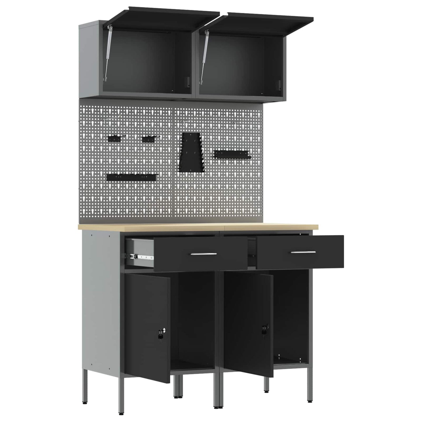 Work Cabinet Set with Drawer with Shelf with Storage 8 pcs Grey