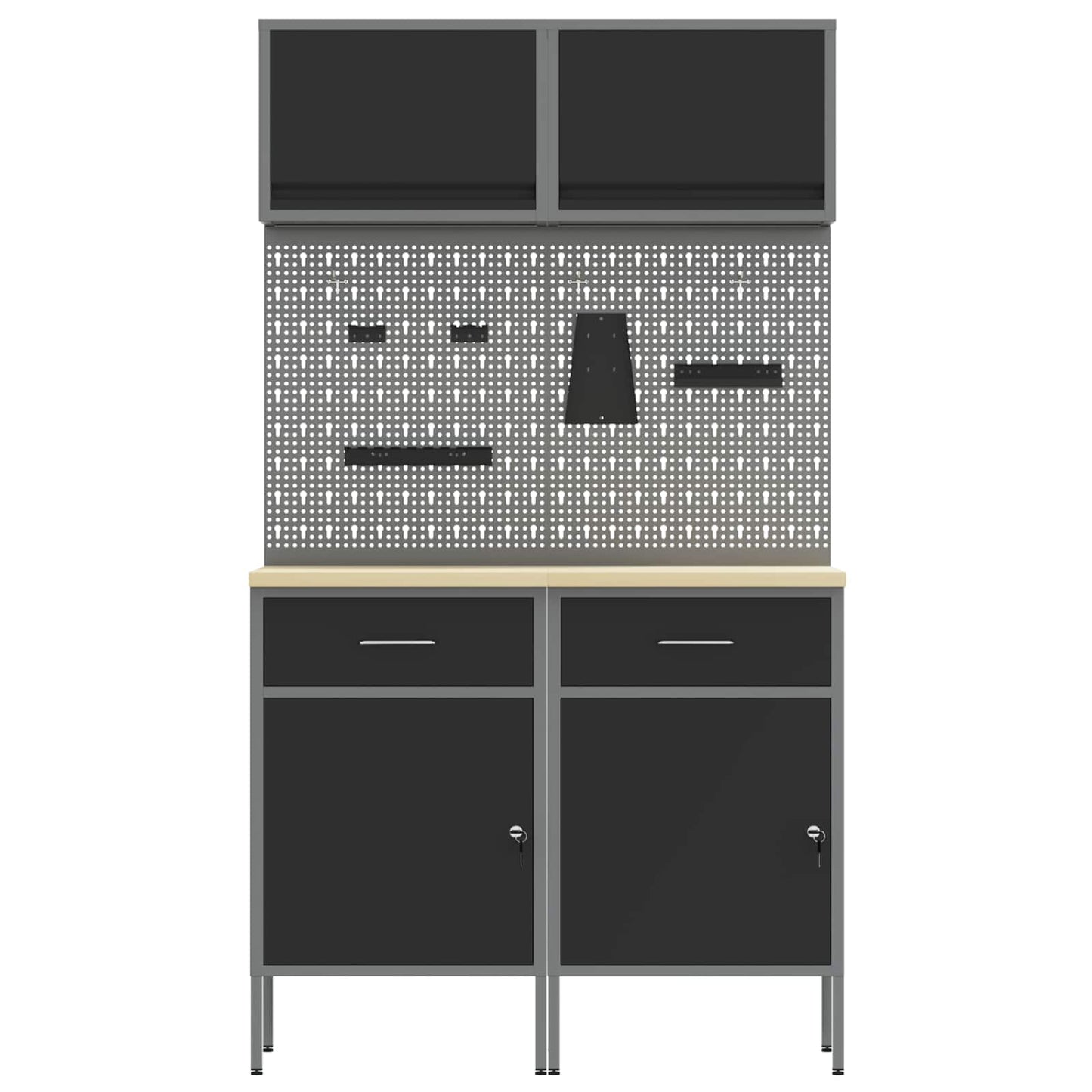Work Cabinet Set with Drawer with Shelf with Storage 8 pcs Grey