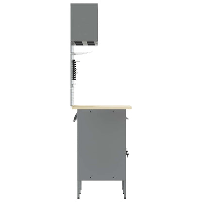 Work Cabinet Set with Drawer with Shelf with Storage 8 pcs Grey