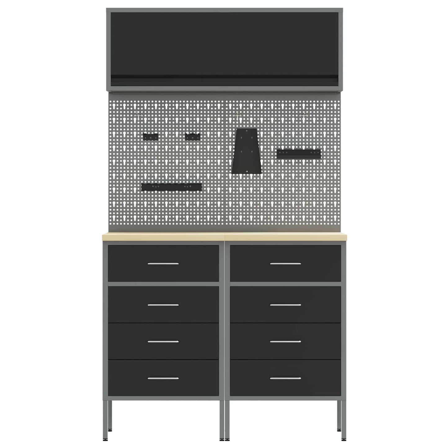 Work Cabinet Set with Drawer with Shelf Manual 5 pcs Black