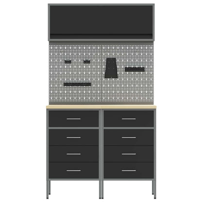 Work Cabinet Set with Drawer with Shelf Manual 5 pcs Black