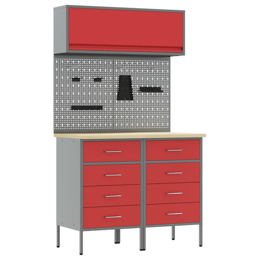 Work Cabinet Set with Drawer with Shelf with Storage 5 pcs Red